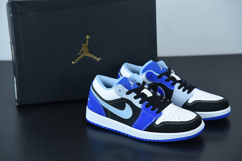 air jordan 1 low black blue white dh0206-400