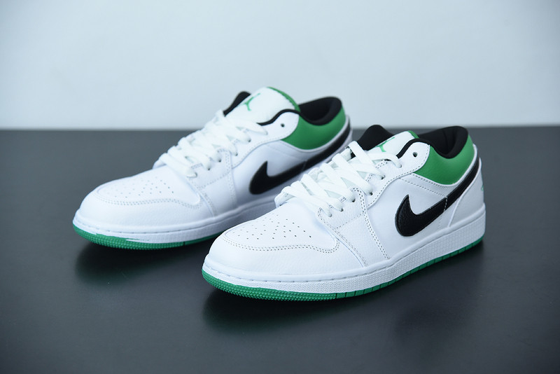 air jordan 1 low white lucky green black 553558-129