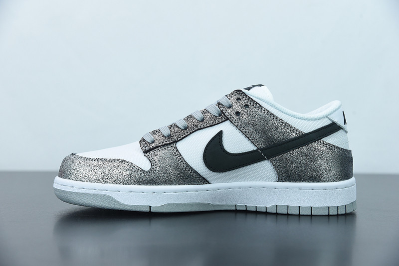nike dunk low with silver cracked leather do5882-001