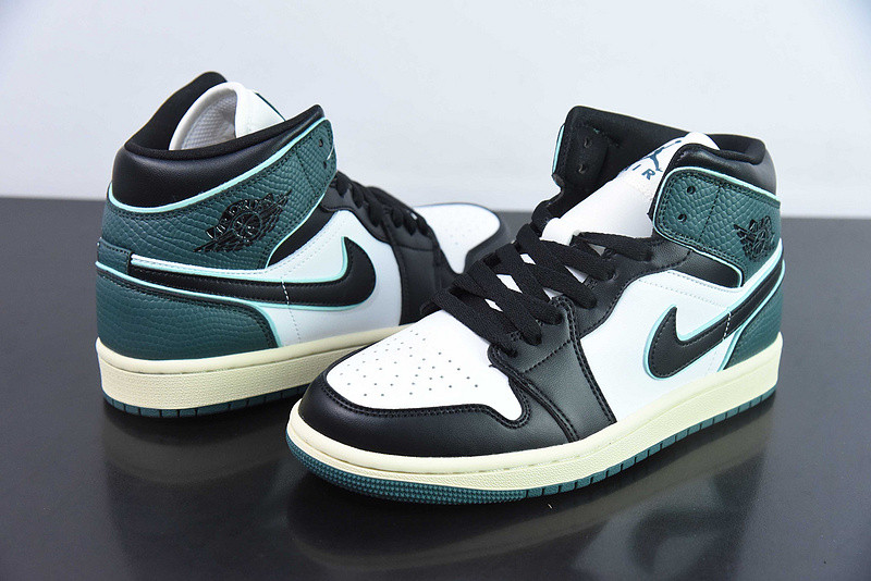 air jordan 1 mid "white/black/oxidized green" fq7818-100
